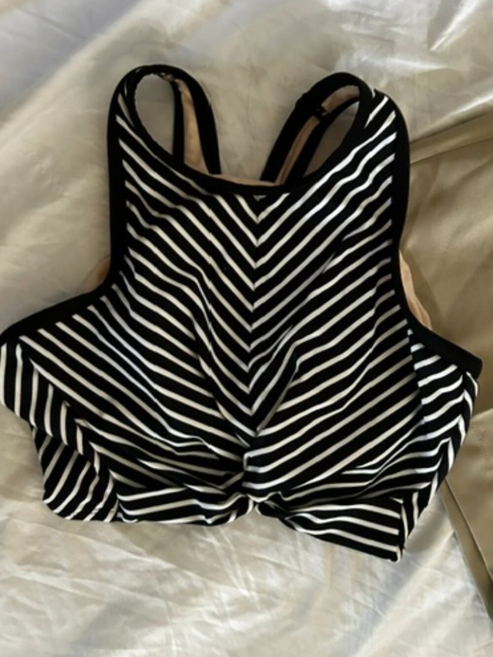 swim suit  womens bikini top size small swimming blackwhite striped